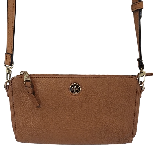 Tory Burch Crossbody Bag Tan Pebbled Leather - Picture 4 of 13